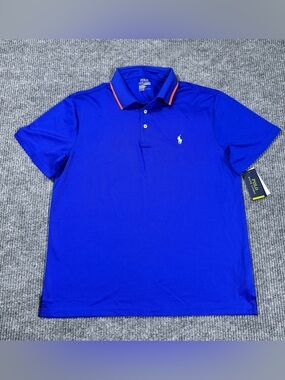 Polo Ralph Lauren Performance Golf Polo Shirt Royal Blue Orange Mens Large Pony
